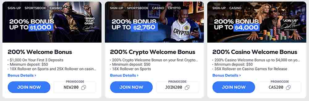BetUS bonus options